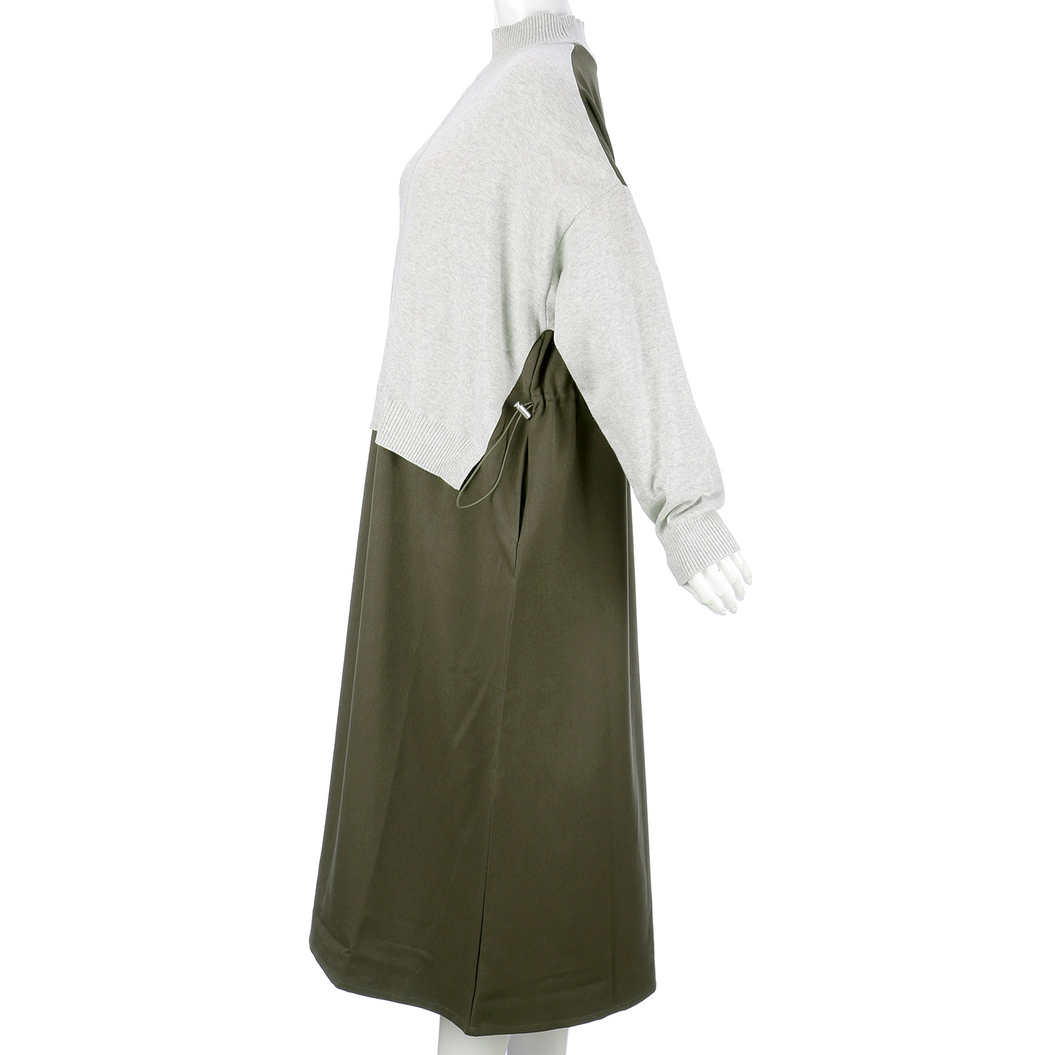 【Insta Live】teMite ニット×布帛ドッキングワンピース - 画像22