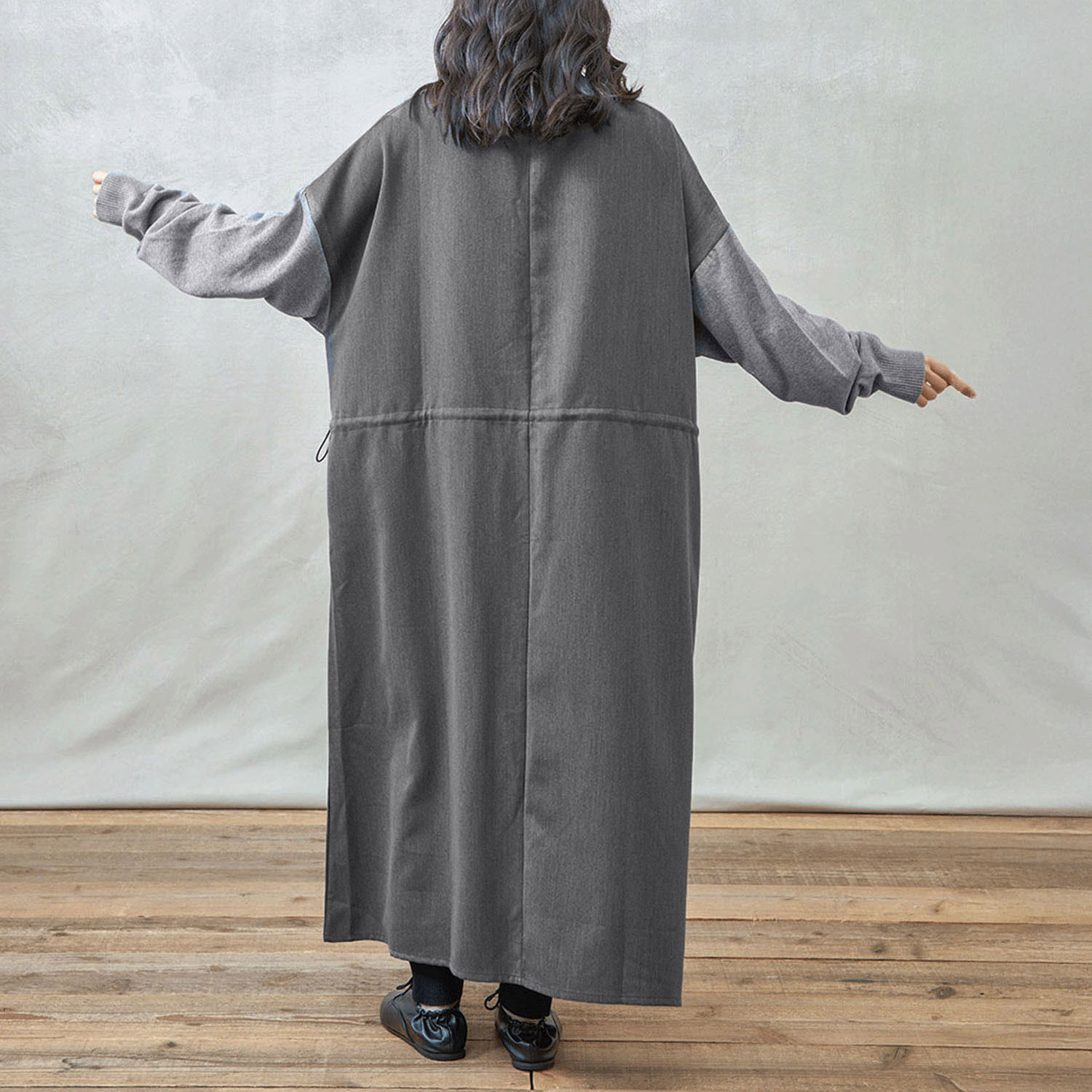 【Insta Live】teMite ニット×布帛ドッキングワンピース - 画像5