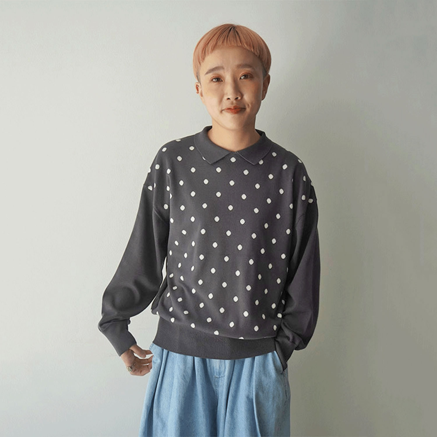 mao made ちょこっと衿ドットWジャカードプルオーバー - 画像2
