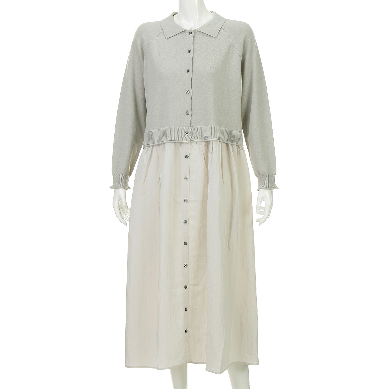 mao made 衿付きカーデ＋ひらひらスカートロングカーディガン - 画像4