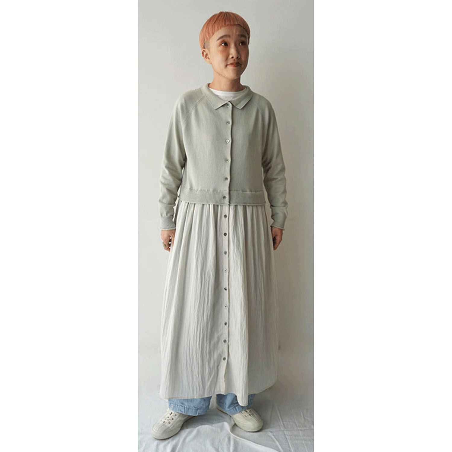 【Insta Live】mao made 衿付きカーデ＋ひらひらスカートロングカーディガン