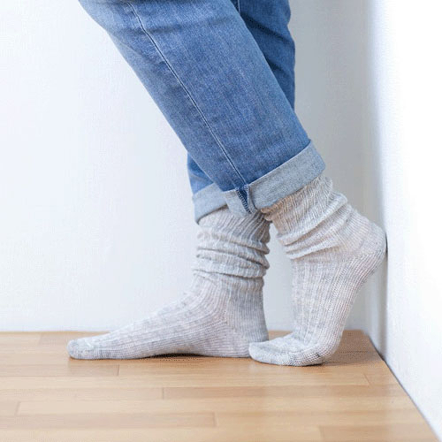 【ETONET限定】HUMMING BIRD リネンゆるハイソックス - 画像4