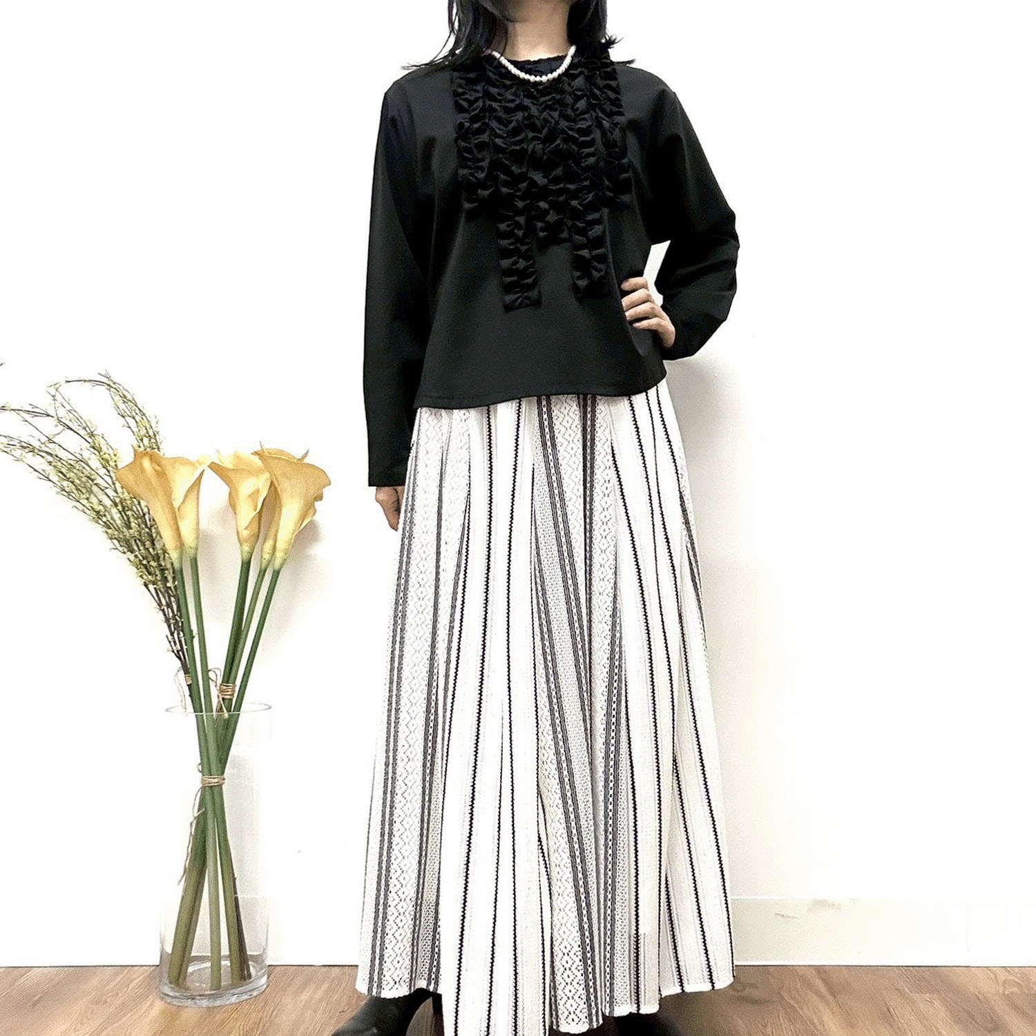 MONiLE ラッセルストライプ組み合せスカート - 画像5