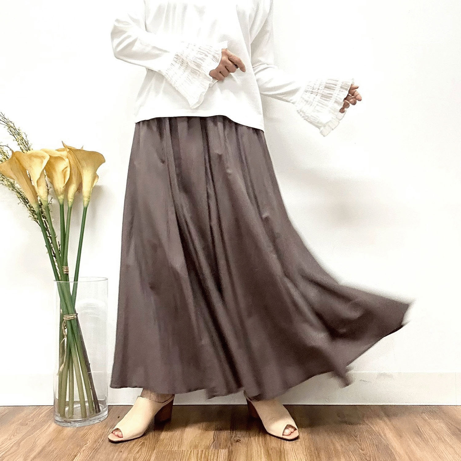 MONiLE 綿レーヨンロングスカート - 画像3