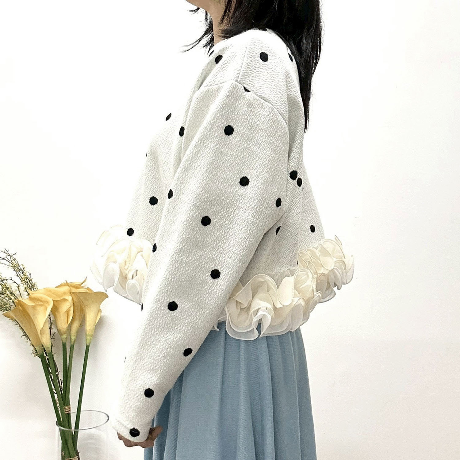 MONiLE ドットジャカード裾フリルトップス - 画像5