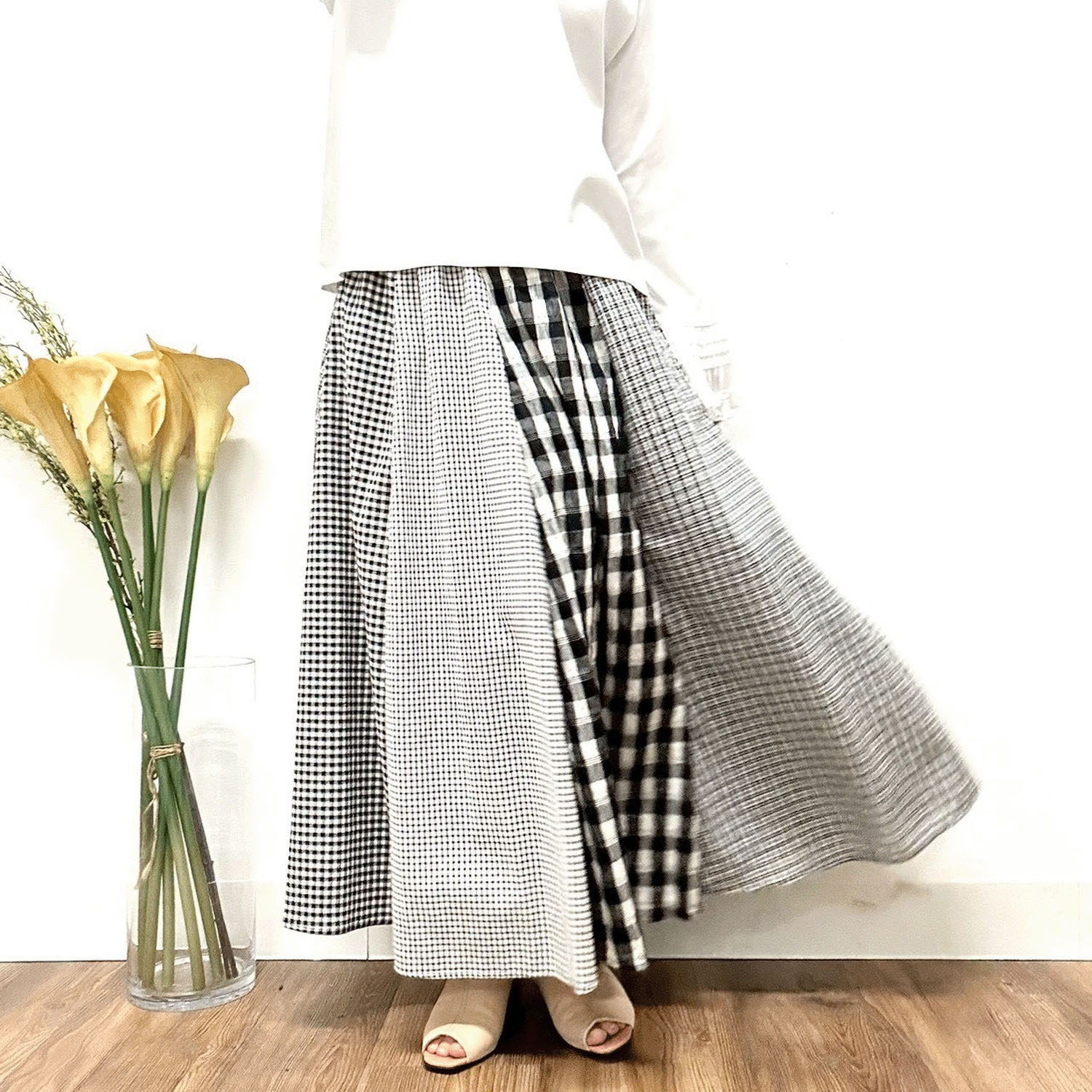 MONiLE サッカーチェック柄組み合わせスカート - 画像3