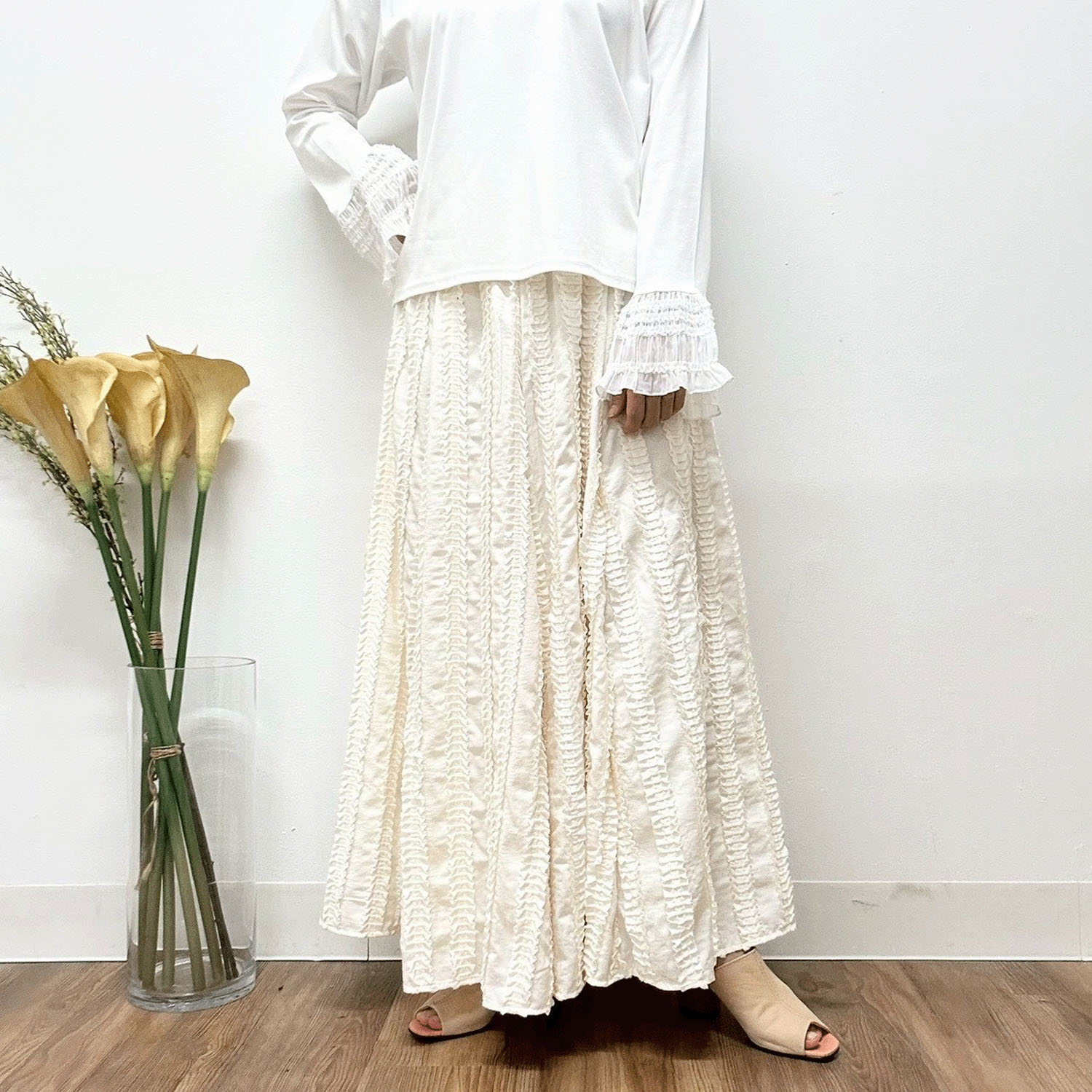 【Insta Live】MONiLE フリルストライプフレアースカート - 画像7