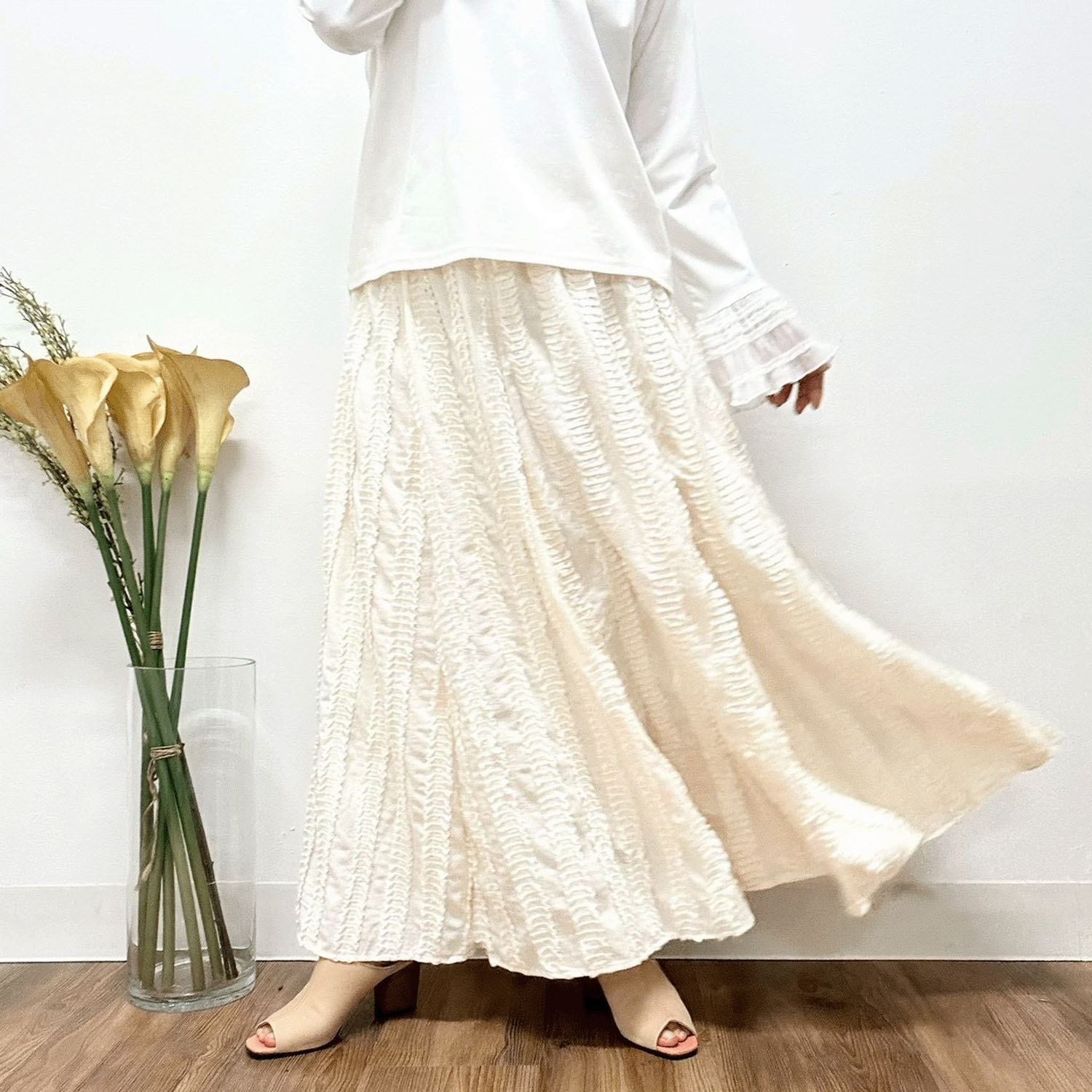 【Insta Live】MONiLE フリルストライプフレアースカート - 画像8