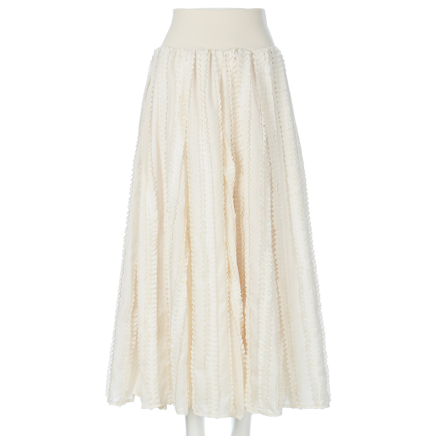 MONiLE フリルストライプフレアースカート - 画像9