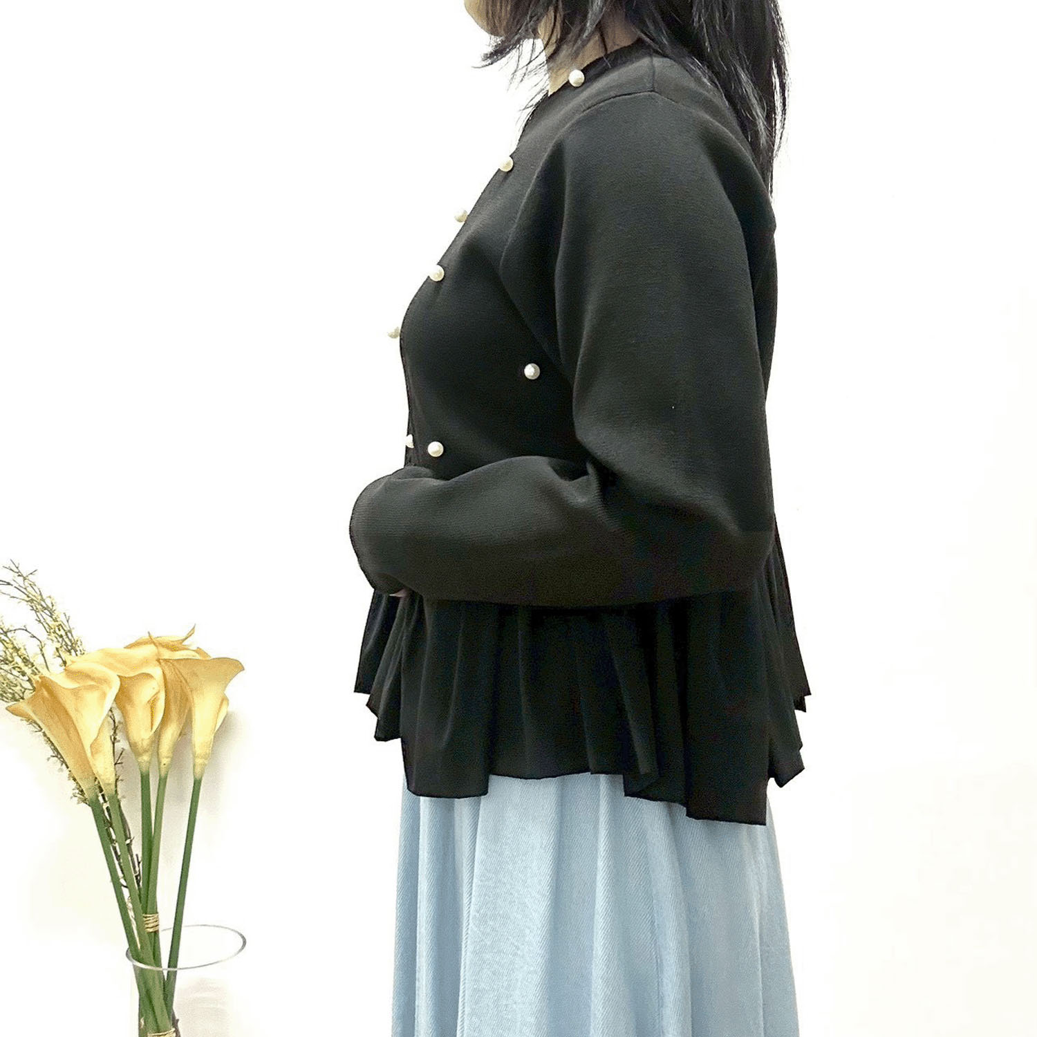 MONiLE パール付きペプラムニット - 画像7