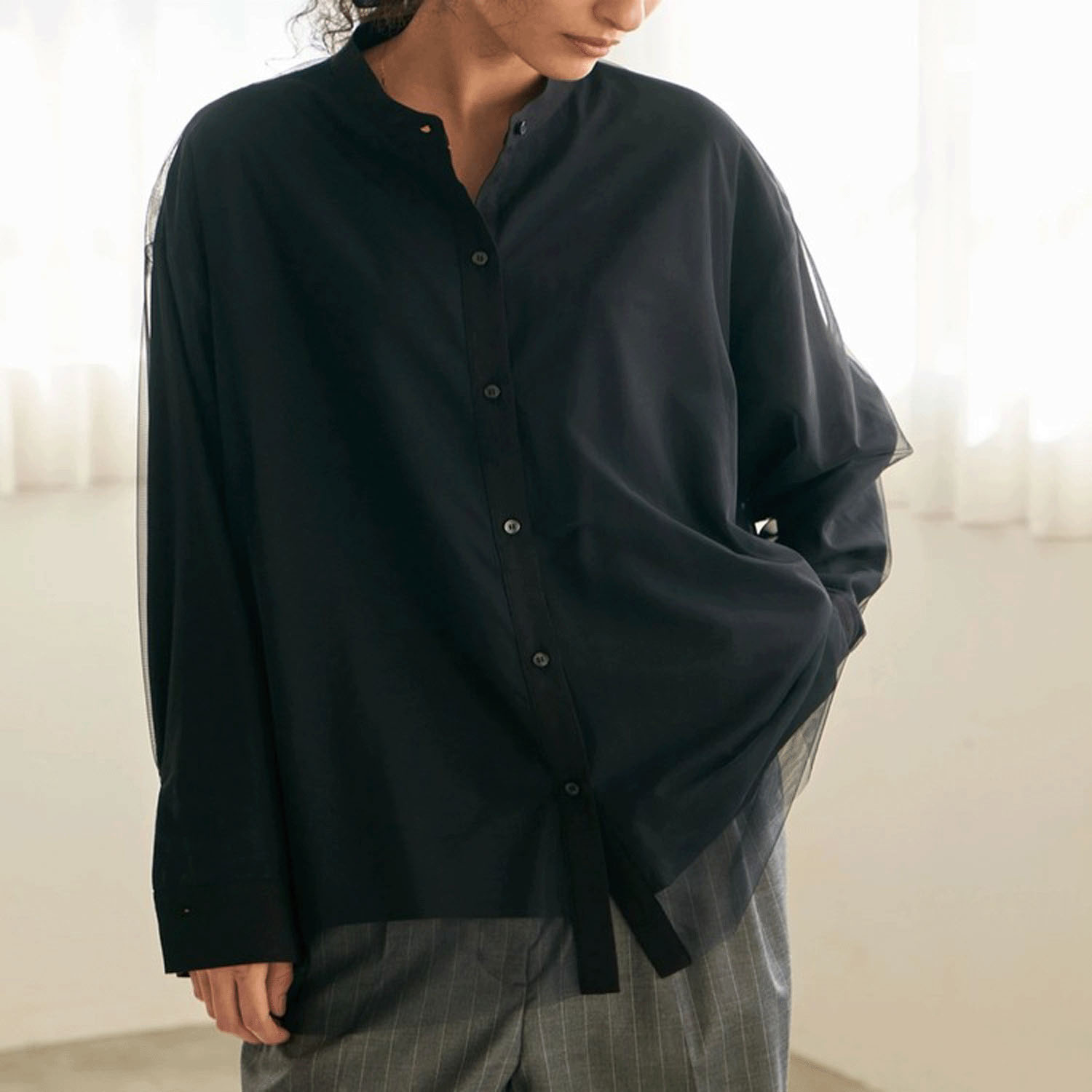 【Insta Live】Brown＆Street チュールレイヤードシャツブラウス - 画像12