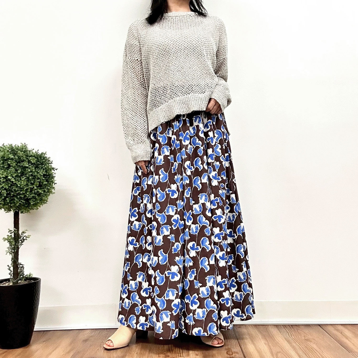 MONiLE ジョーゼット花柄ロングスカート - 画像2