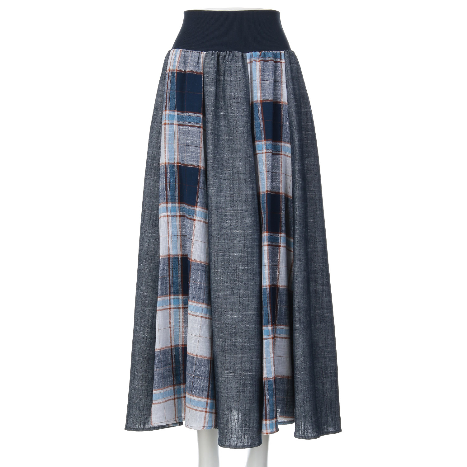 MONiLE 麻混チェック＆無地コンビスカート - 画像11