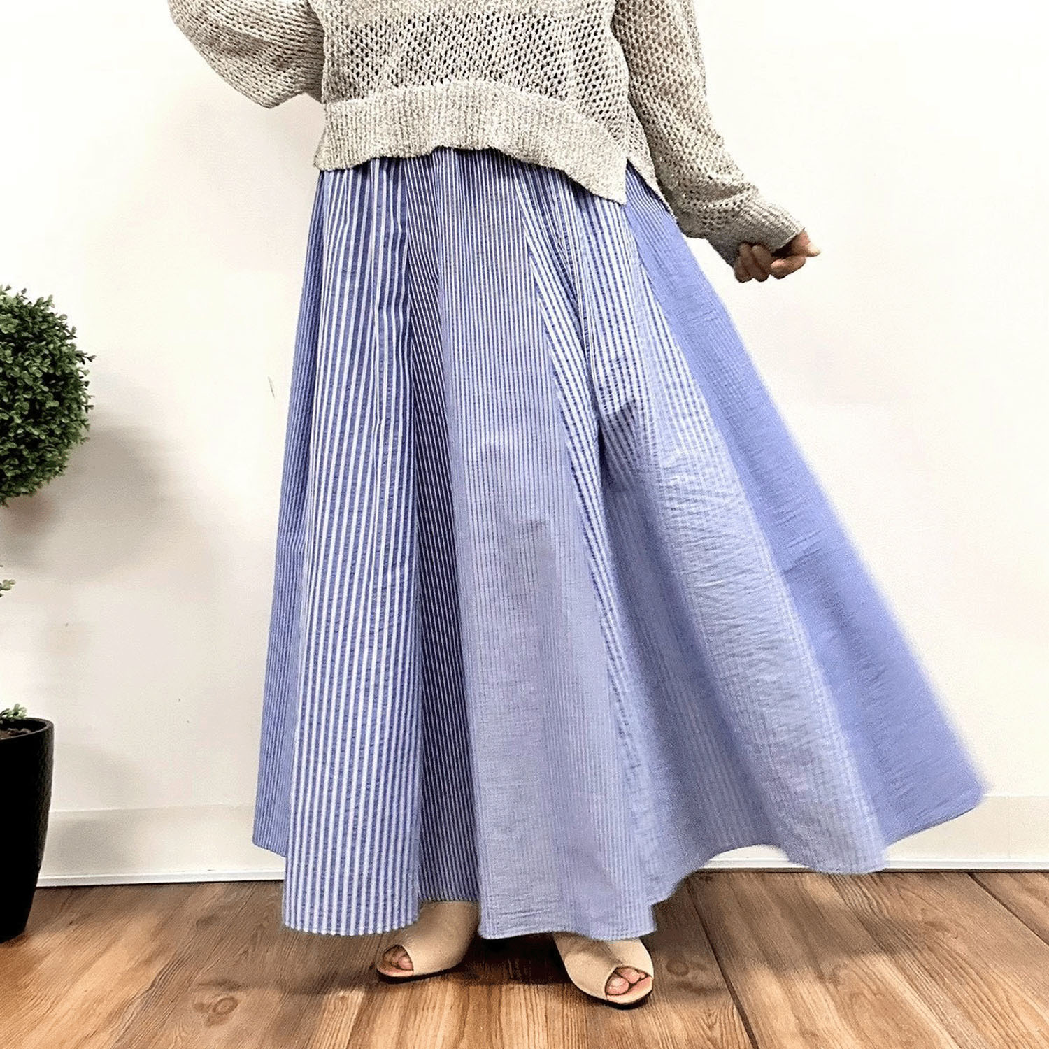 MONiLE サッカーストライプコンビロングスカート - 画像3