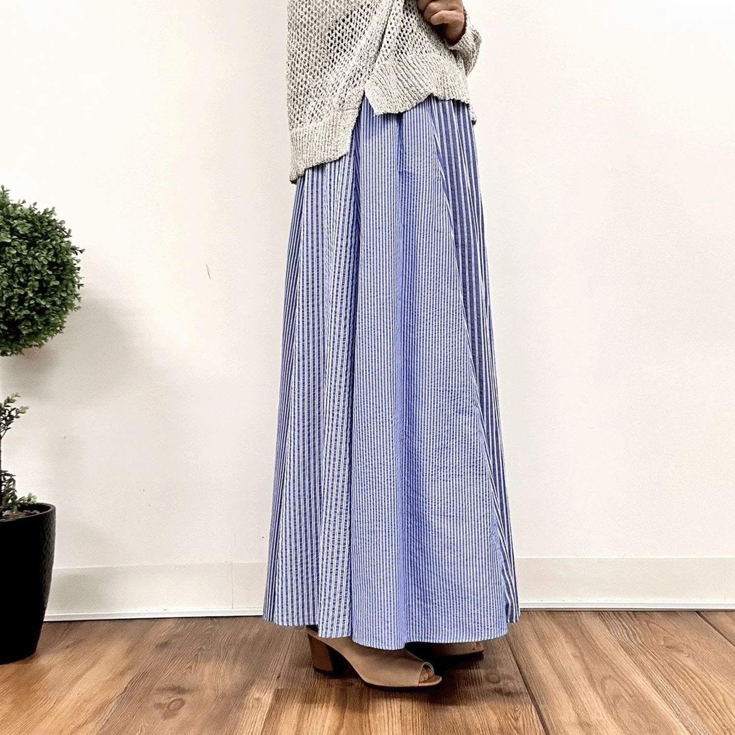 MONiLE サッカーストライプコンビロングスカート - 画像4