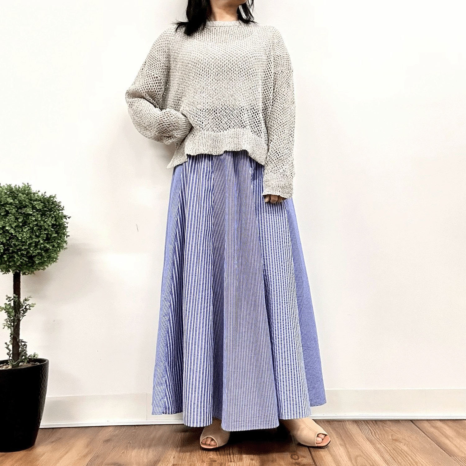 MONiLE サッカーストライプコンビロングスカート - 画像5