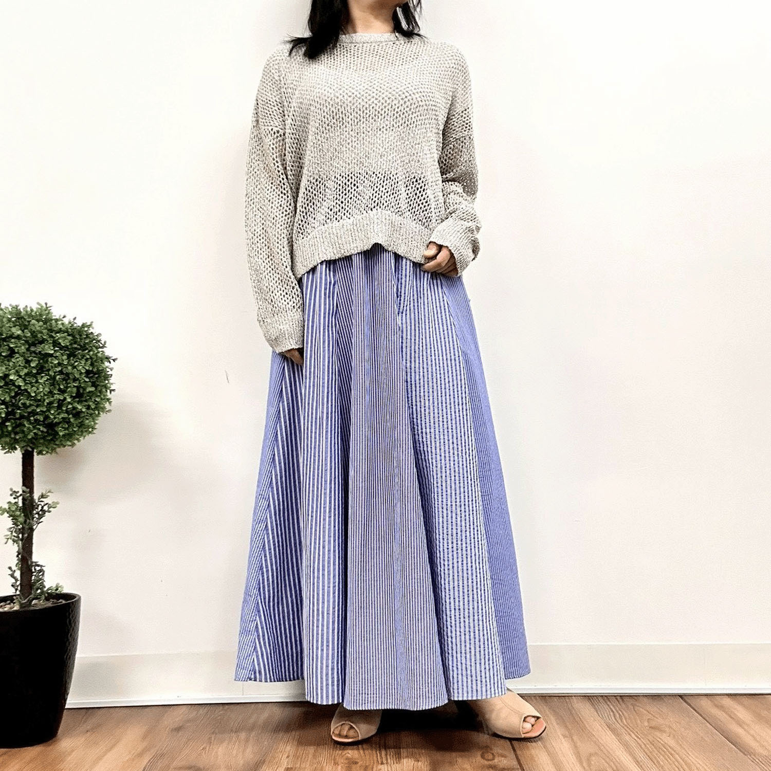 MONiLE サッカーストライプコンビロングスカート - 画像6