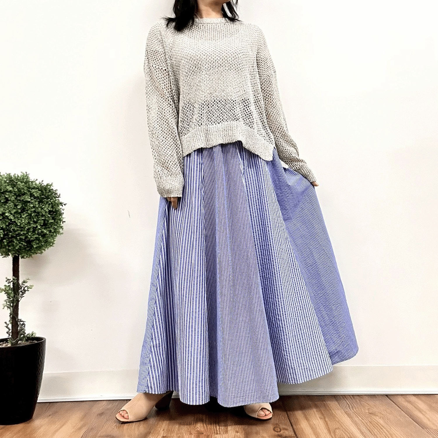 MONiLE サッカーストライプコンビロングスカート - 画像7