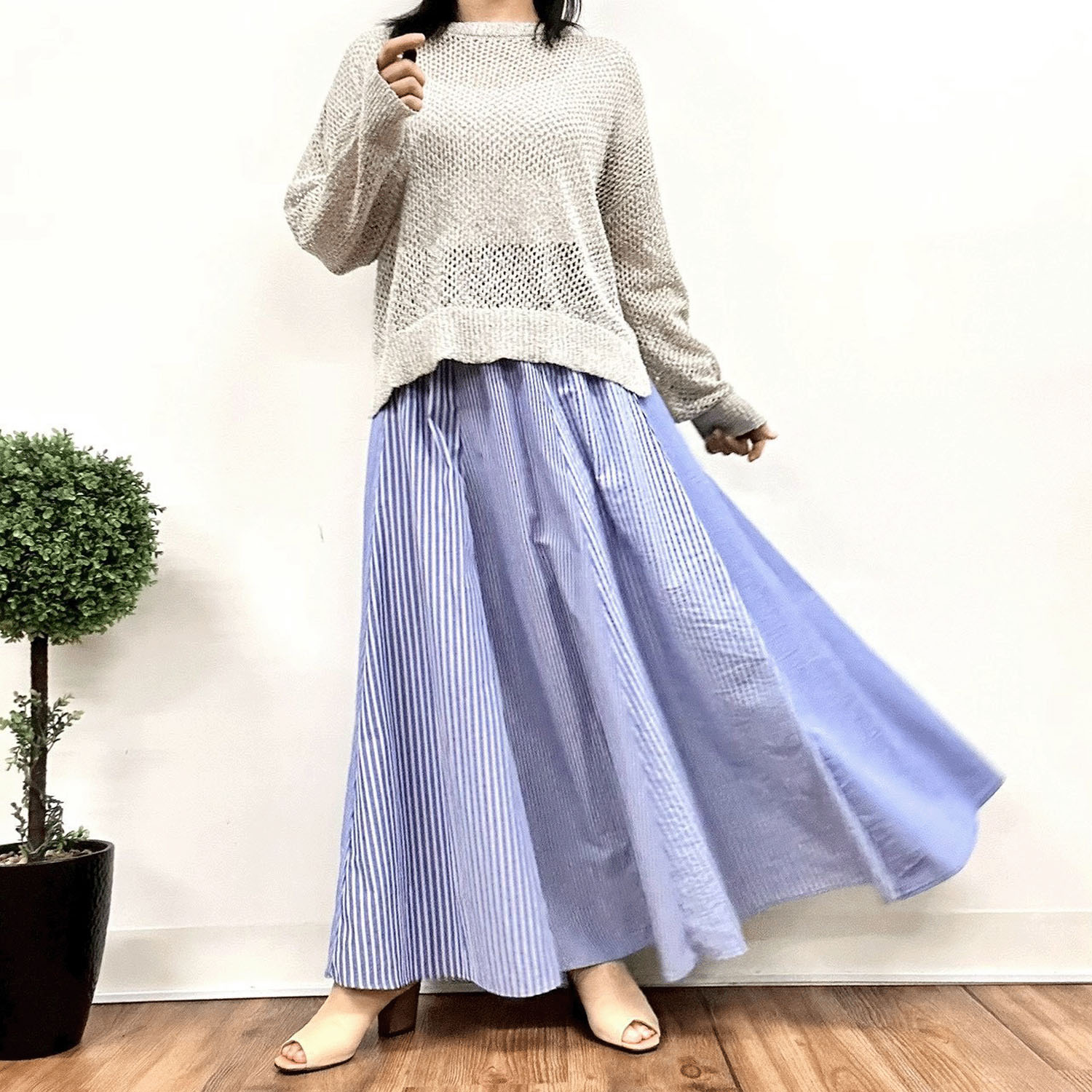 MONiLE サッカーストライプコンビロングスカート - 画像9