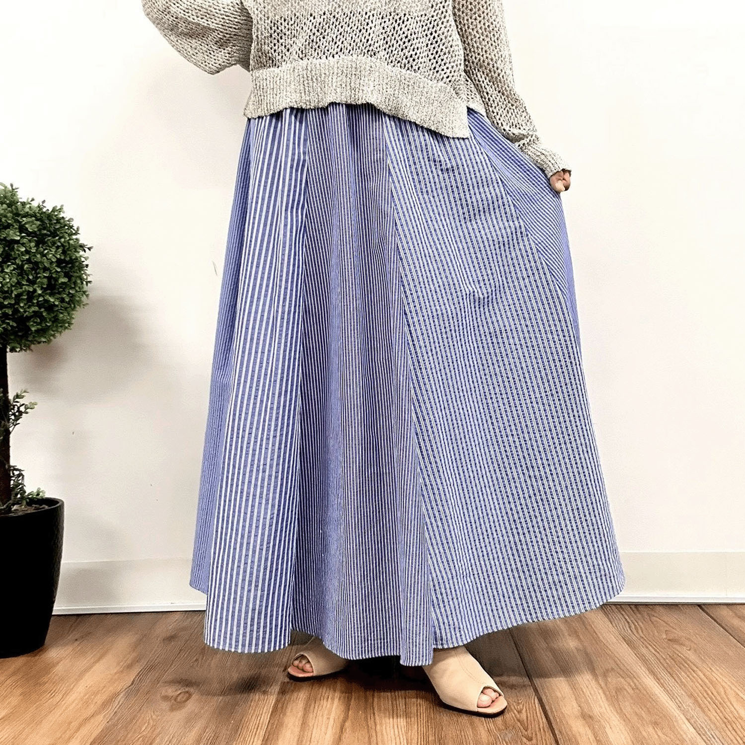 MONiLE サッカーストライプコンビロングスカート