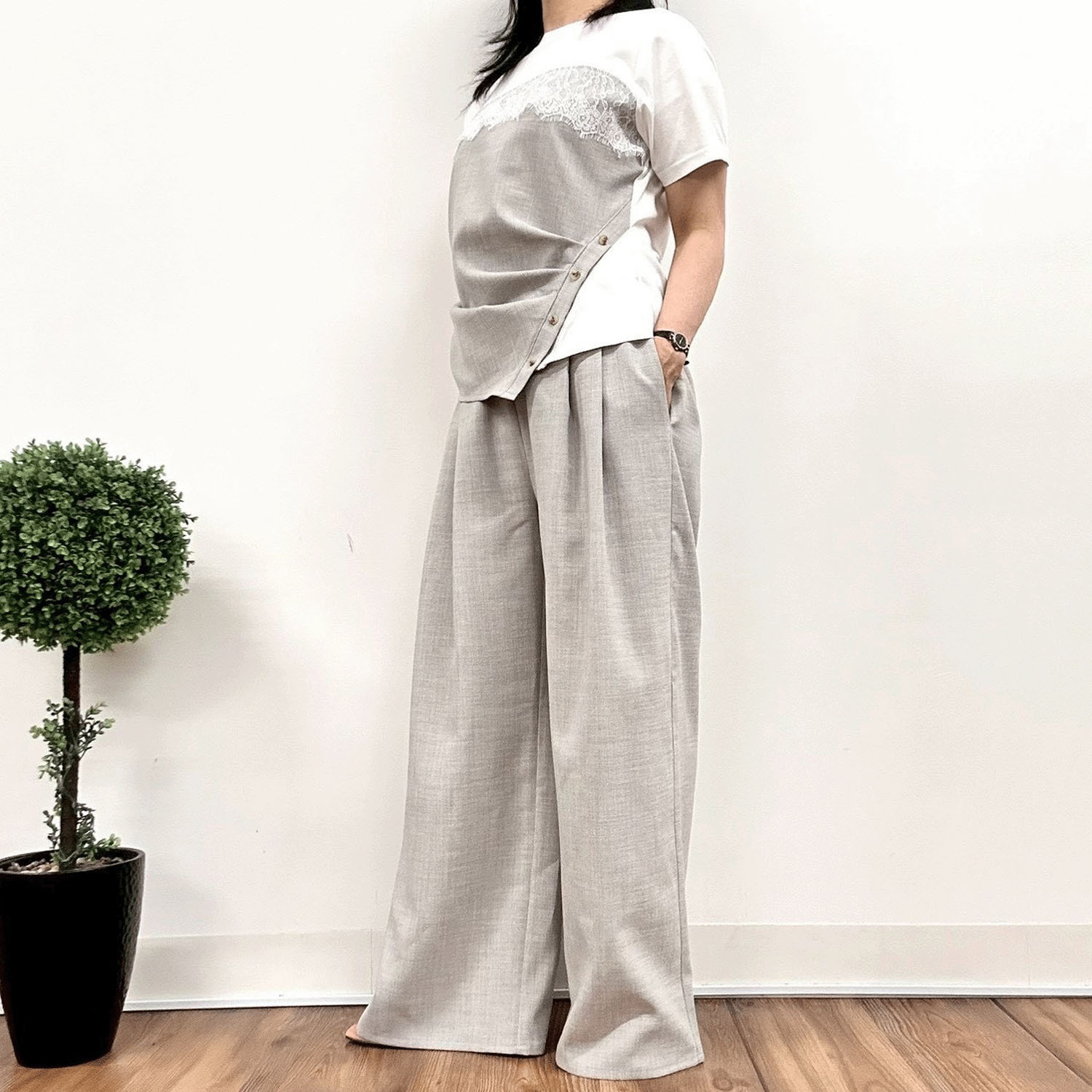 MONiLE 麻タッチタックパンツ - 画像4