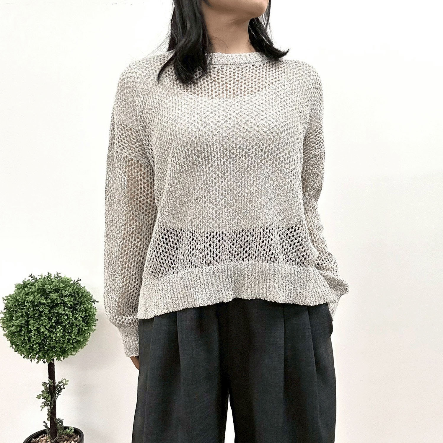 MONiLE 透かし編み長袖ニット - 画像2