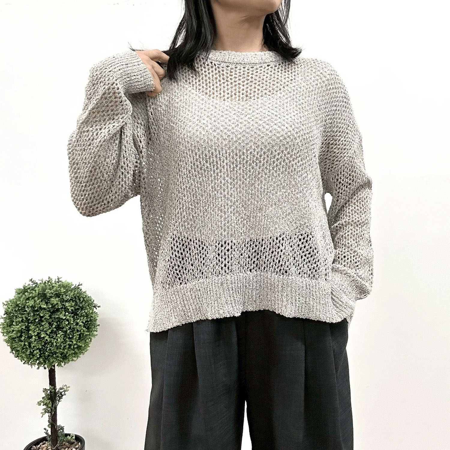 MONiLE 透かし編み長袖ニット - 画像3