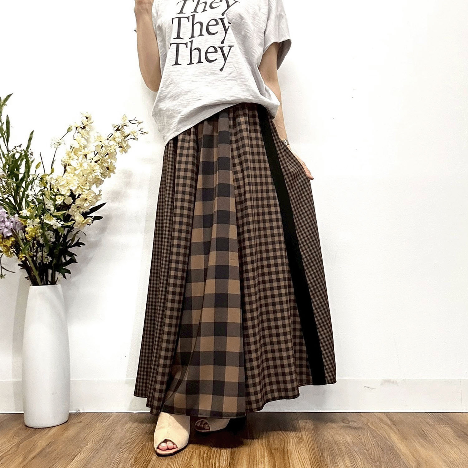 MONiLE ギンガムチェック組み合わせロングスカート - 画像2