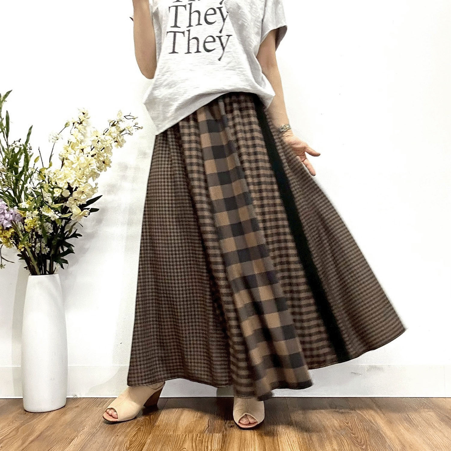 MONiLE ギンガムチェック組み合わせロングスカート - 画像3