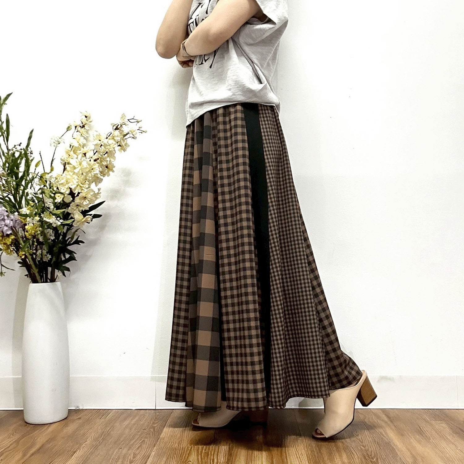 MONiLE ギンガムチェック組み合わせロングスカート - 画像4