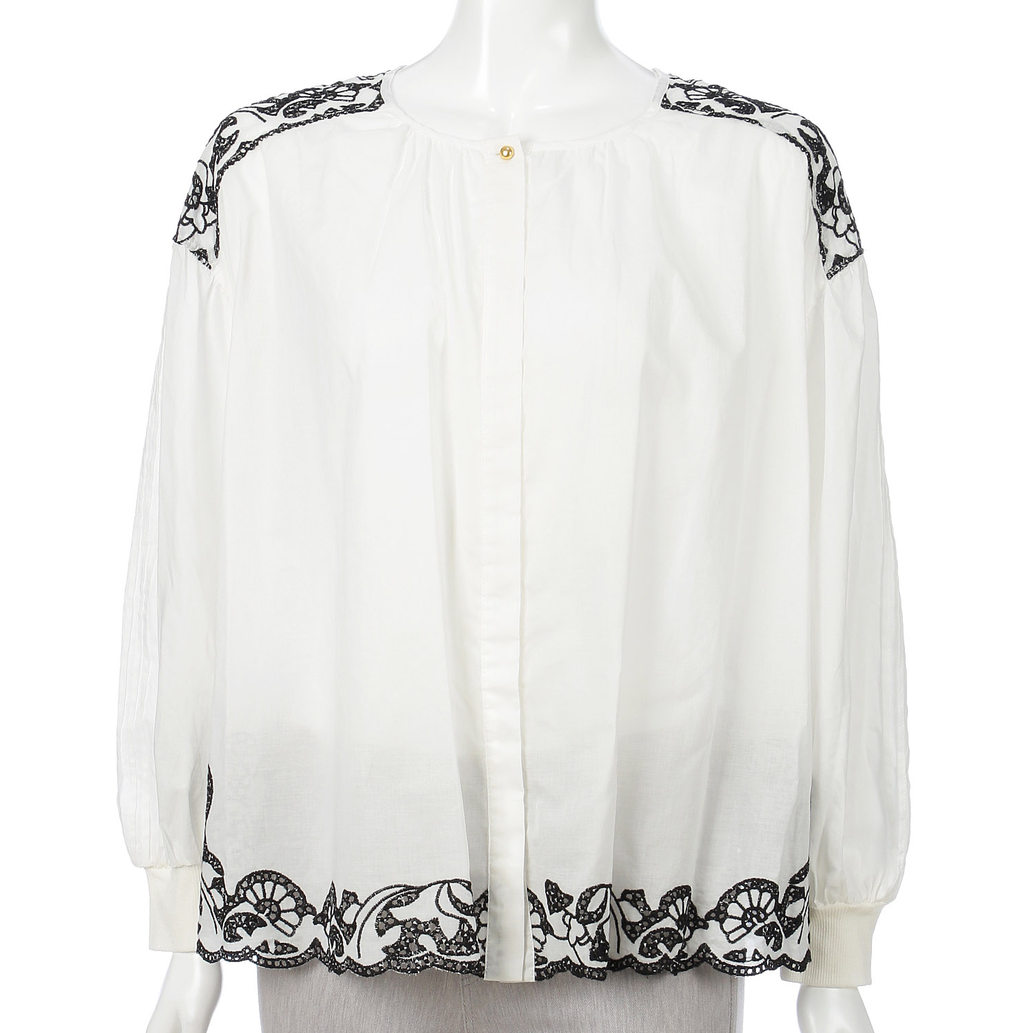 trois 刺繍コットンボイルギャザーブラウス - 画像7