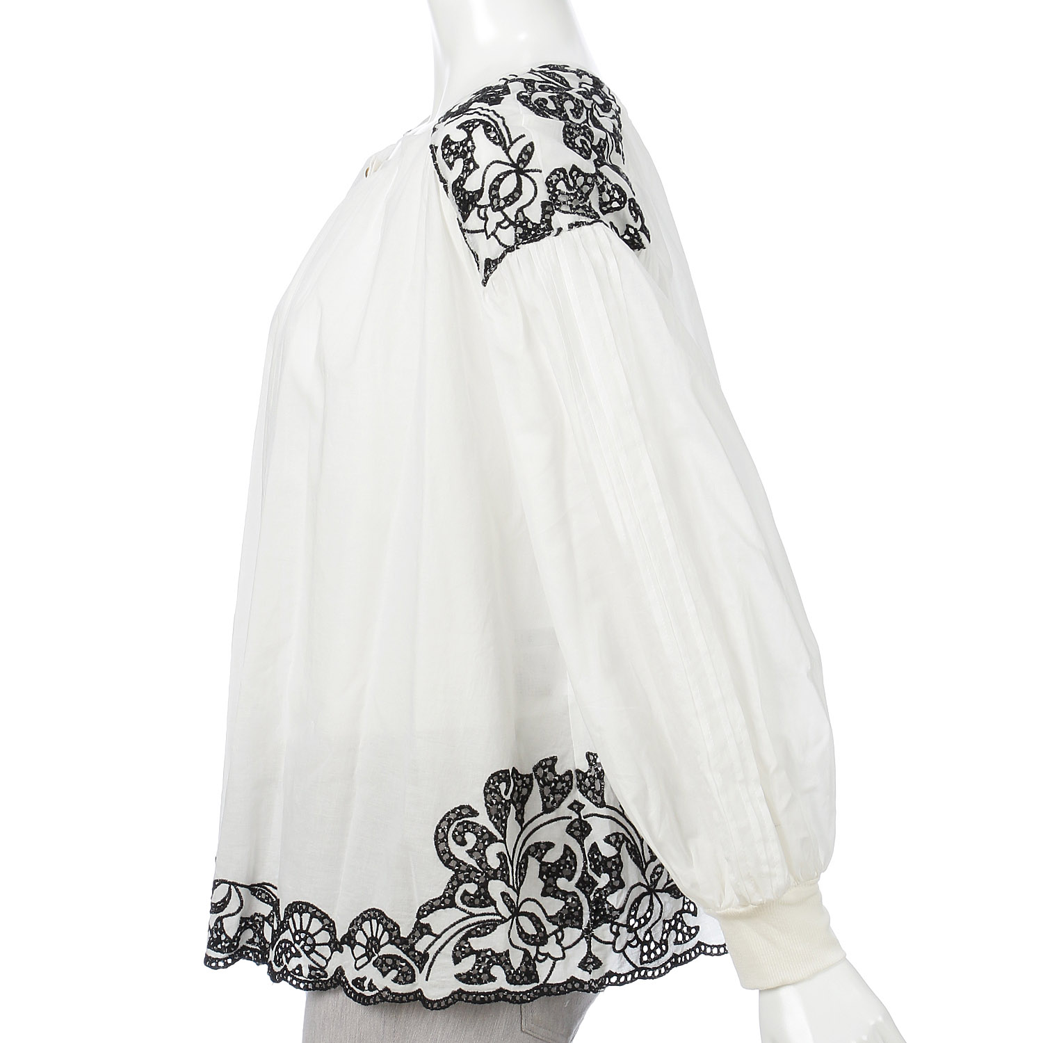 trois 刺繍コットンボイルギャザーブラウス - 画像8