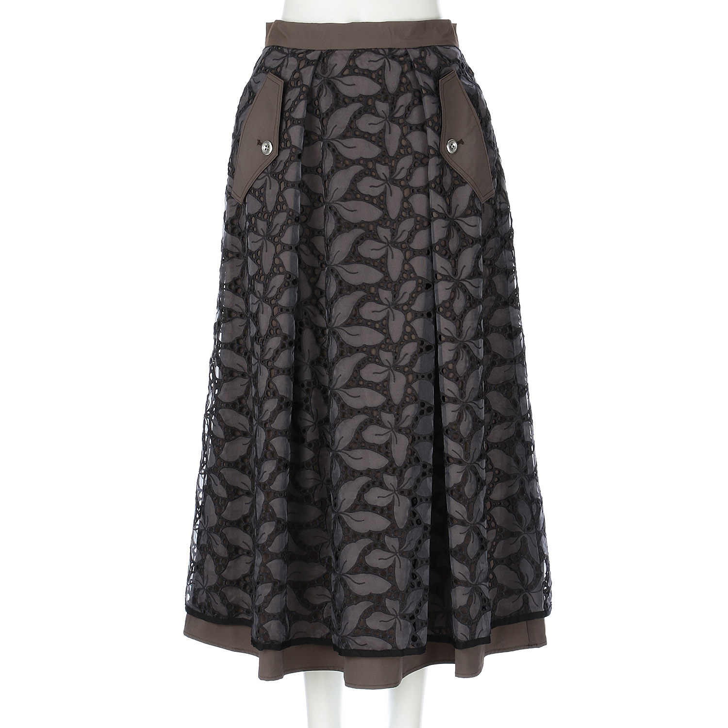 trois オーガンジーレース×ツイルレイヤードスカート - 画像5