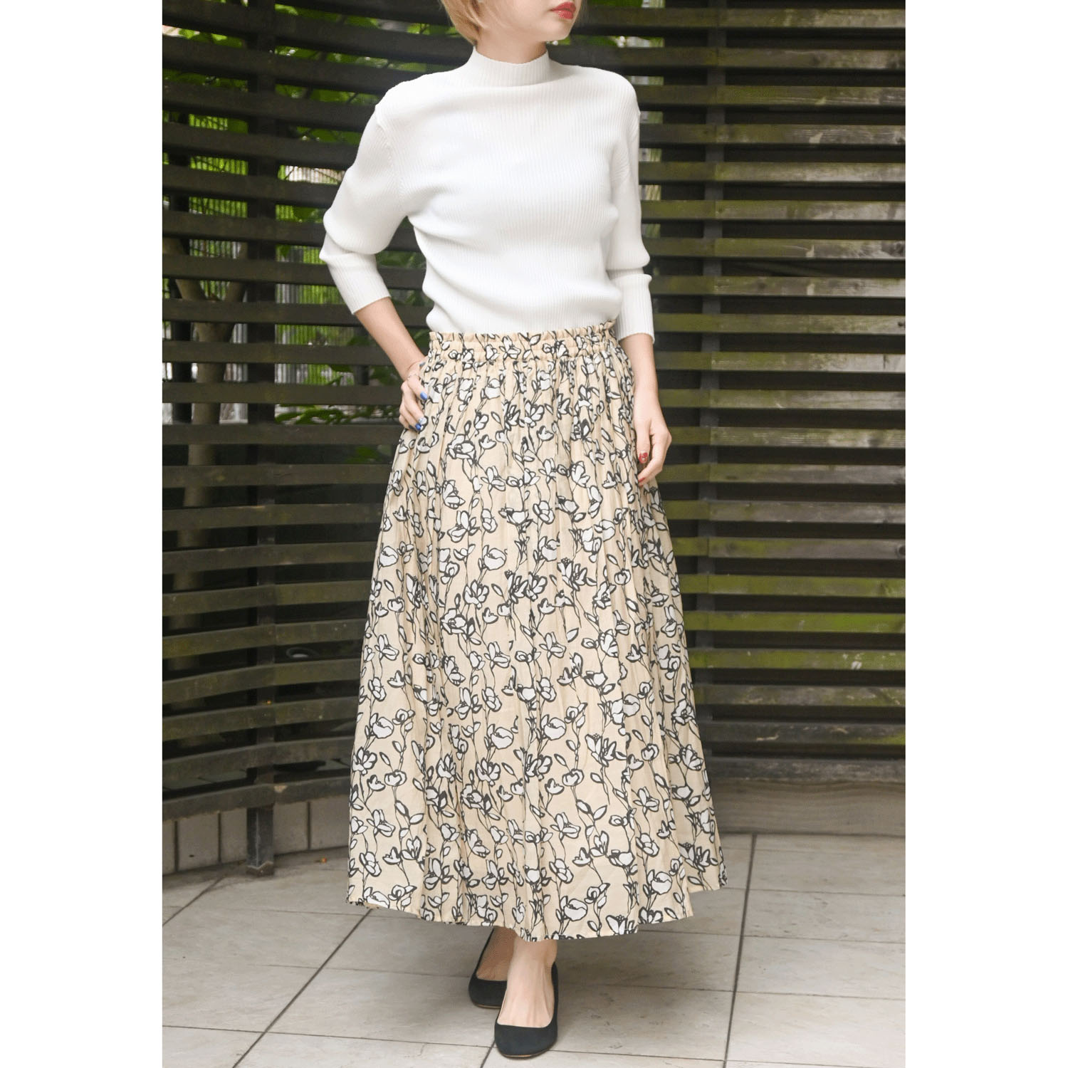 trois テレコ無地＆ボーダー7分袖ハイネックテレコニット - 画像11