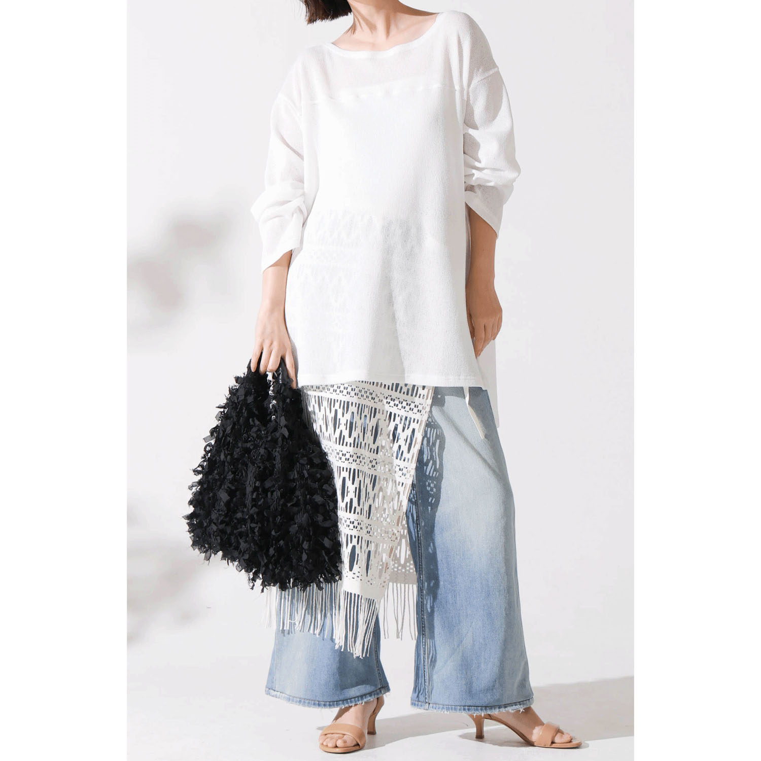 trois フリンジレースミニバッグ - 画像5