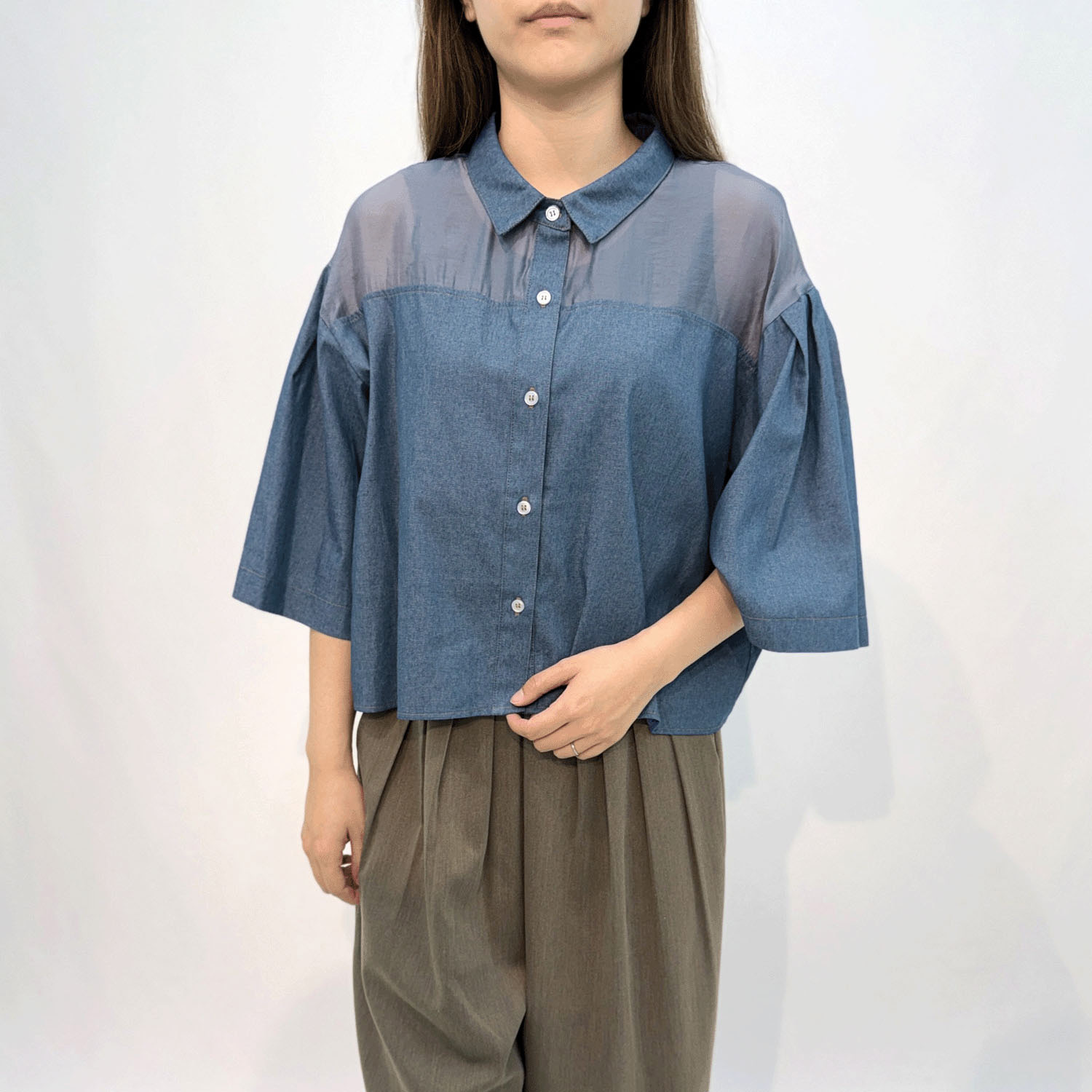 タックフレアスリーブショート丈シャツ - 画像3