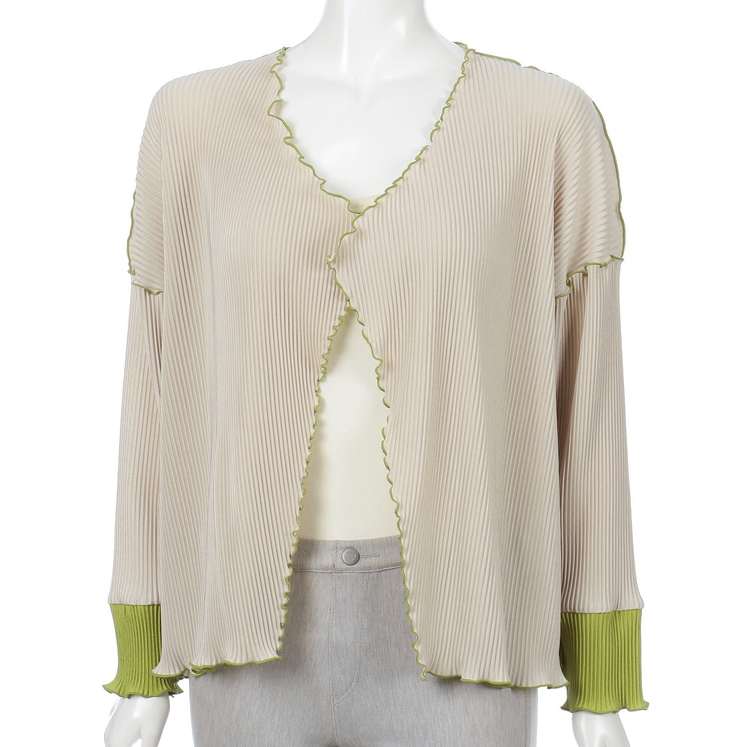 プリーツ配色メロウカーディガン