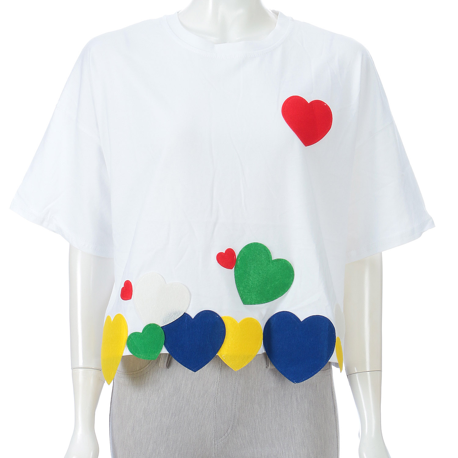 ハートアップリケ刺繍Tシャツ - 画像4