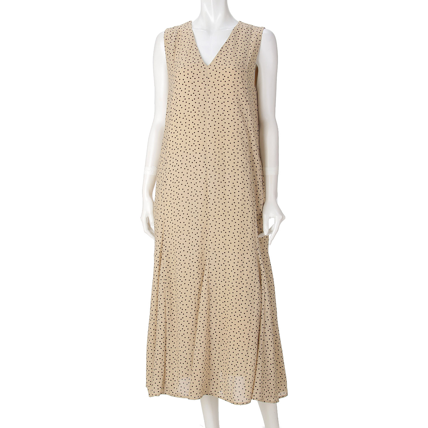 ノースリーブドットフレアワンピース - 画像2