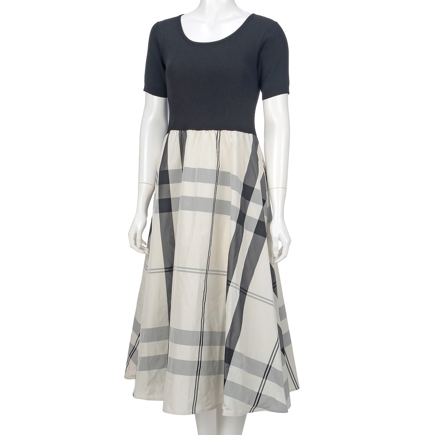 チェックタフタニットワンピース - 画像1