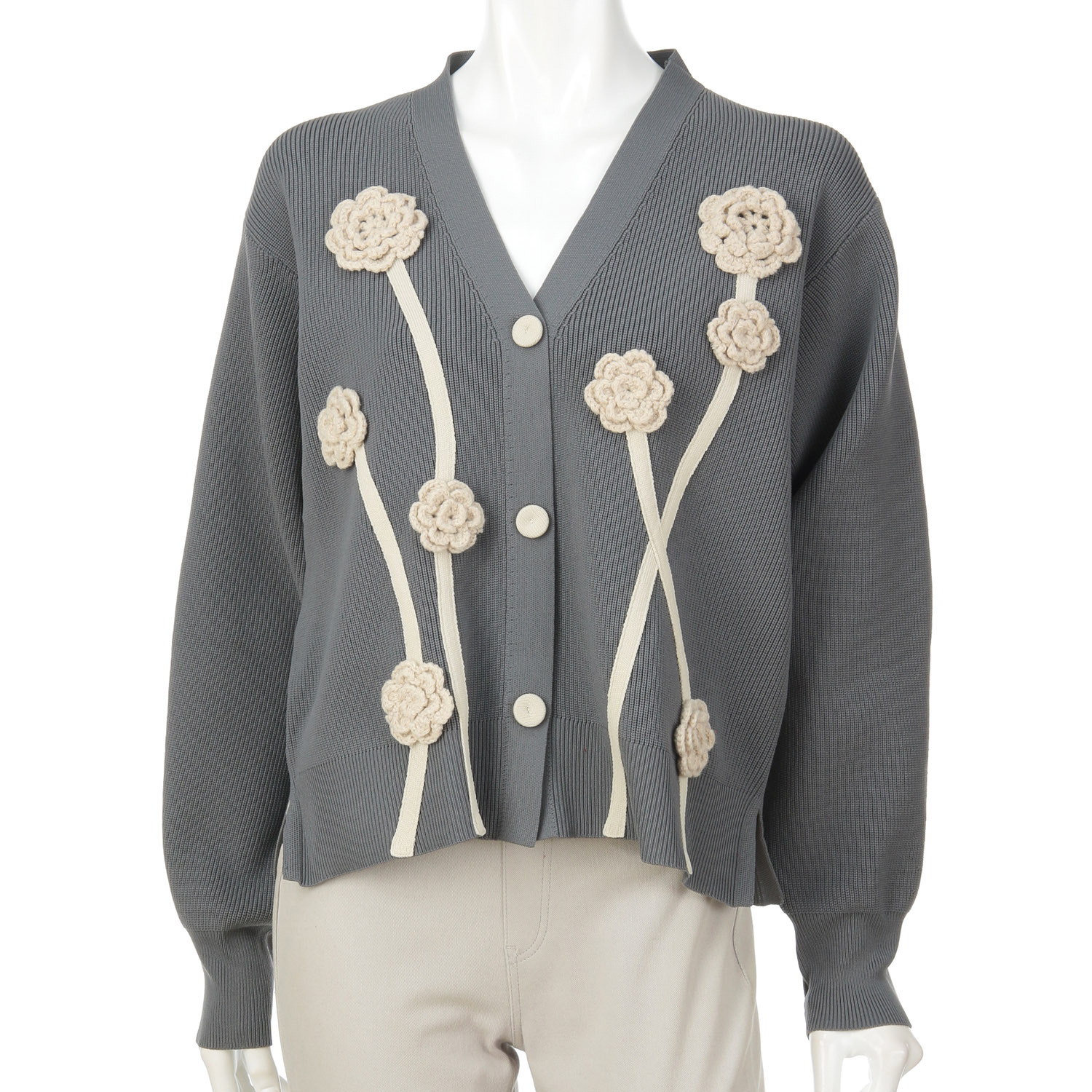 コード刺繍カーディガン - 画像1