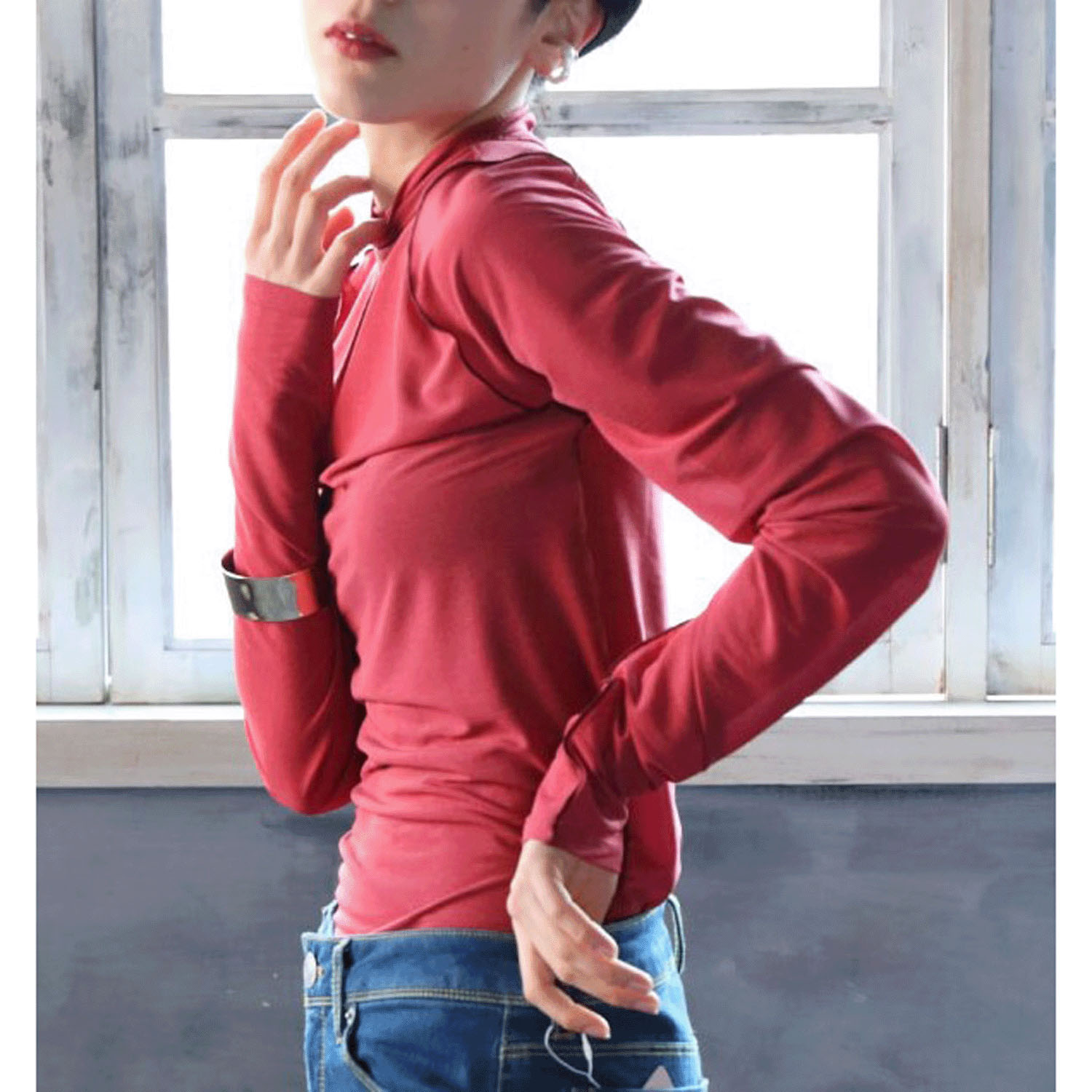 【新ブランド】notorico シースルー配色メローハイネック - 画像3