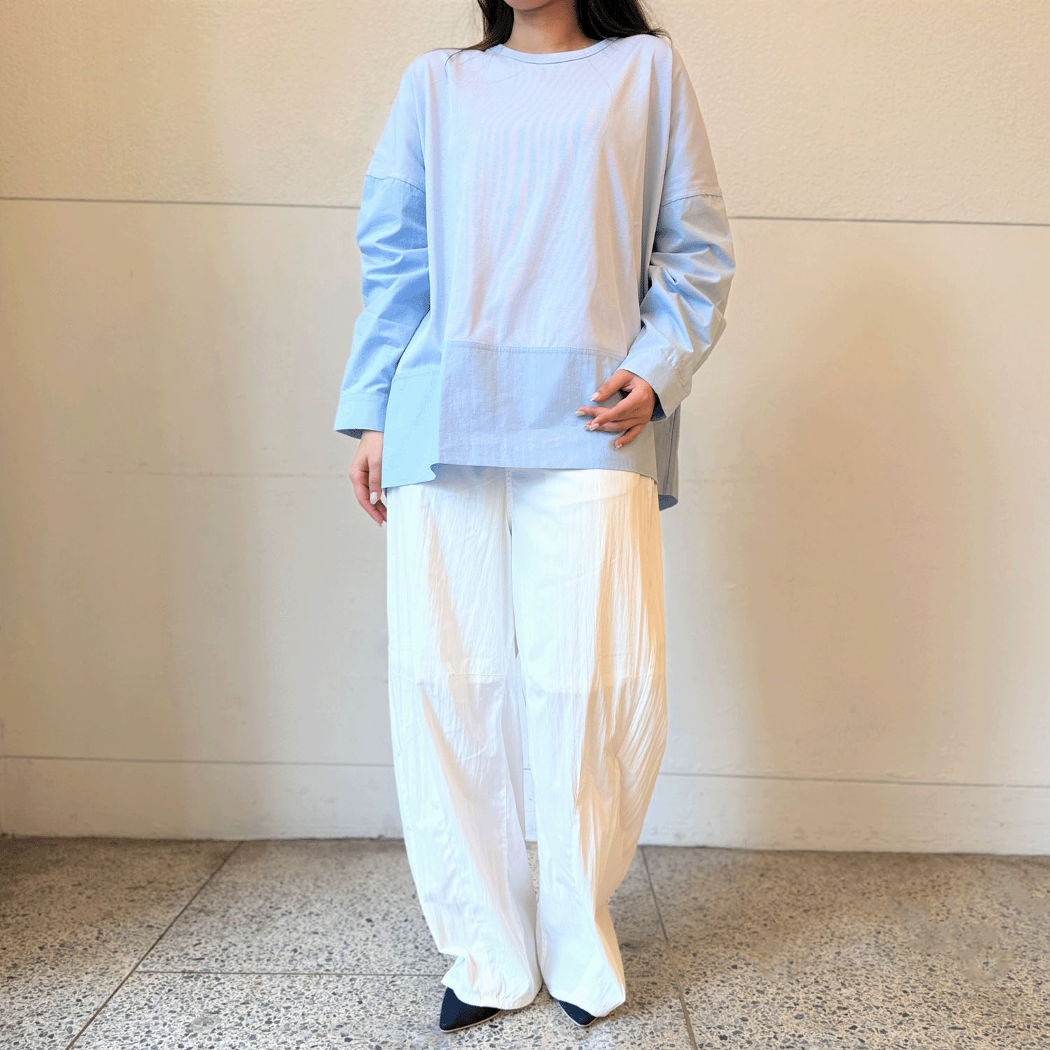 【新ブランド】notorico 肘刺繍バルーンシャツ