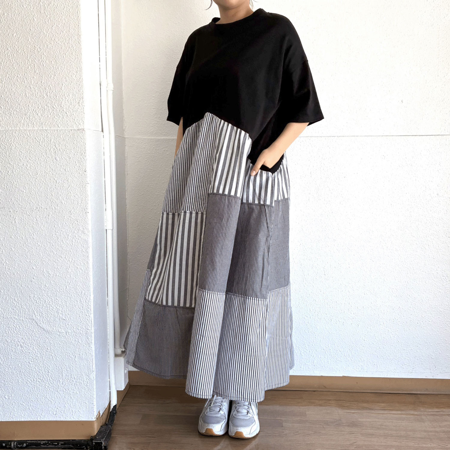 LUPILIEN ストライプ切替ワンピース - 画像3