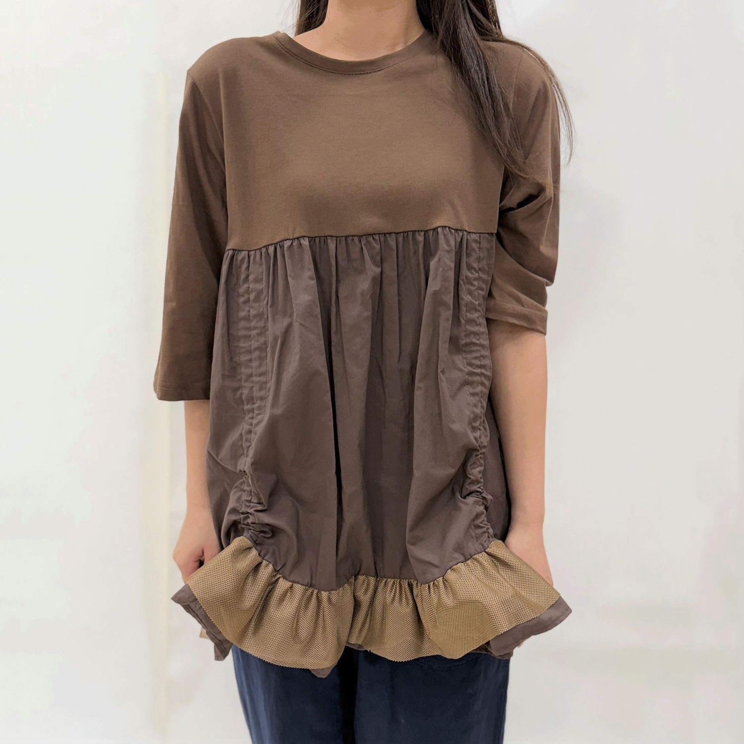 裾フリルチュニックカットソー