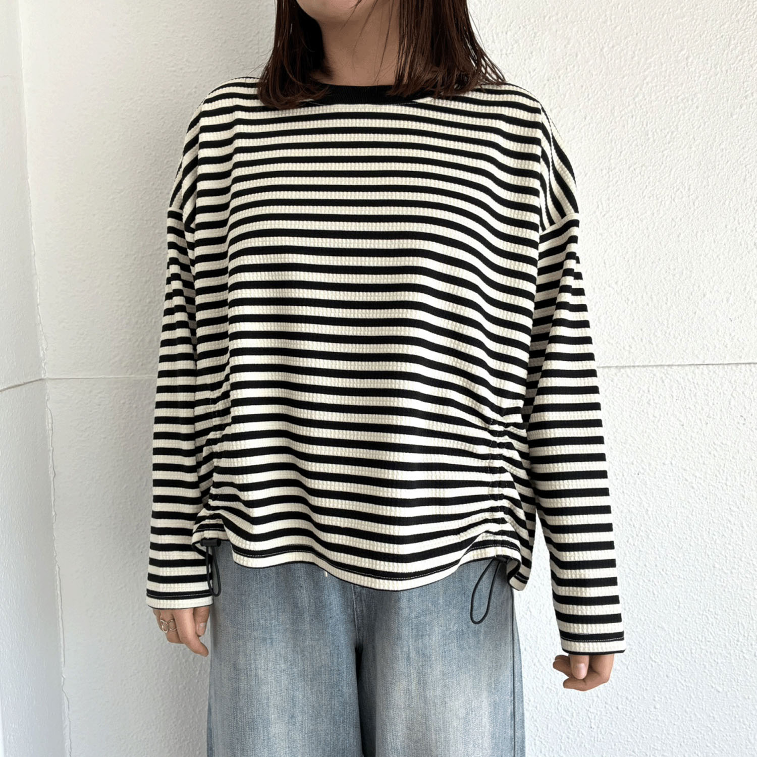 LUPILIEN ワッフル編みドロストプルオーバー - 画像2