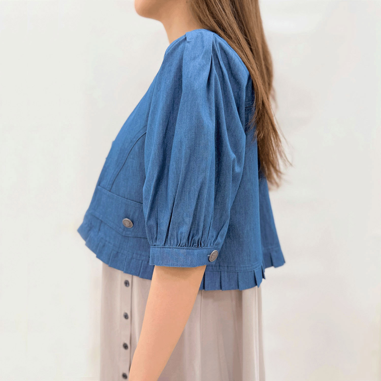 デニムタック前立てショートジャケット - 画像3