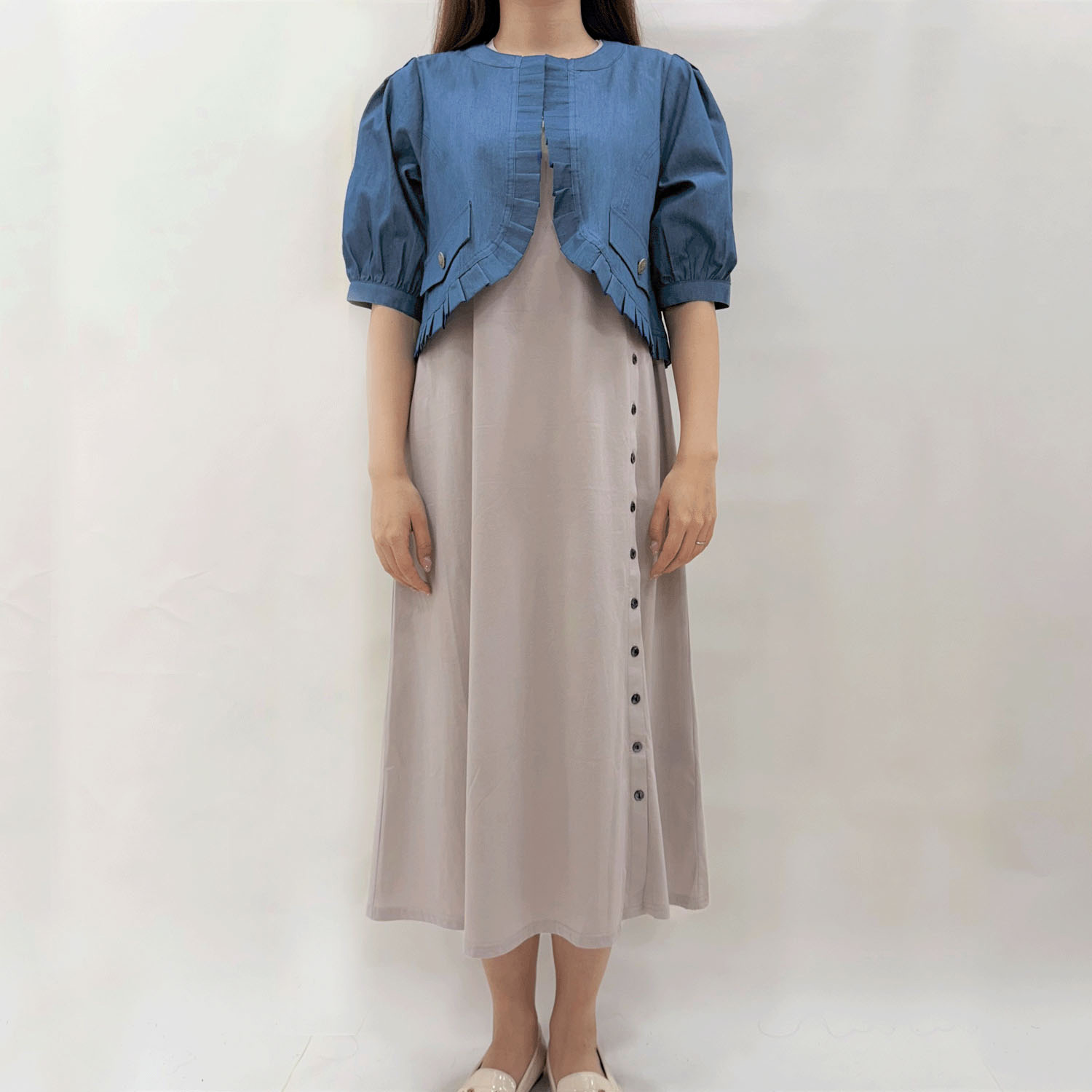 デニムタック前立てショートジャケット - 画像4