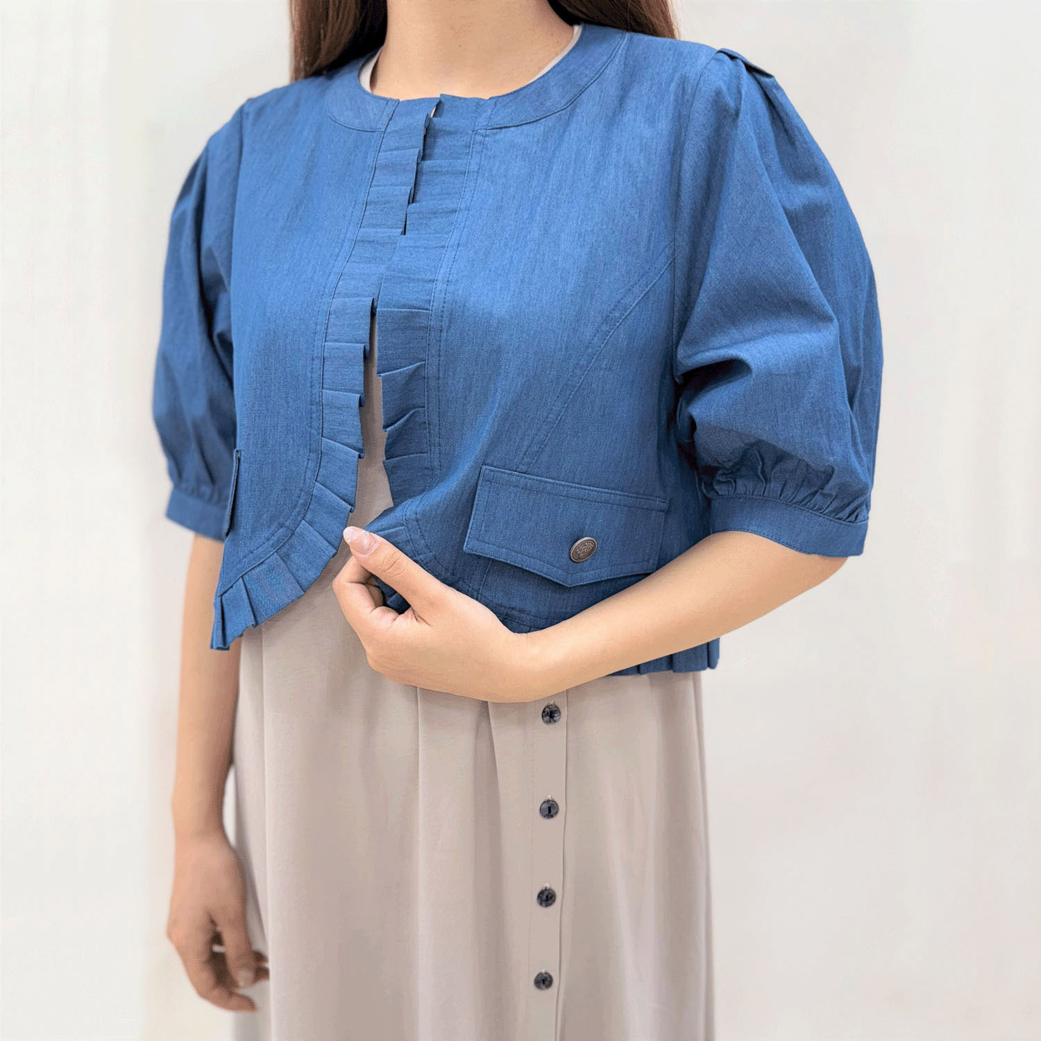 デニムタック前立てショートジャケット