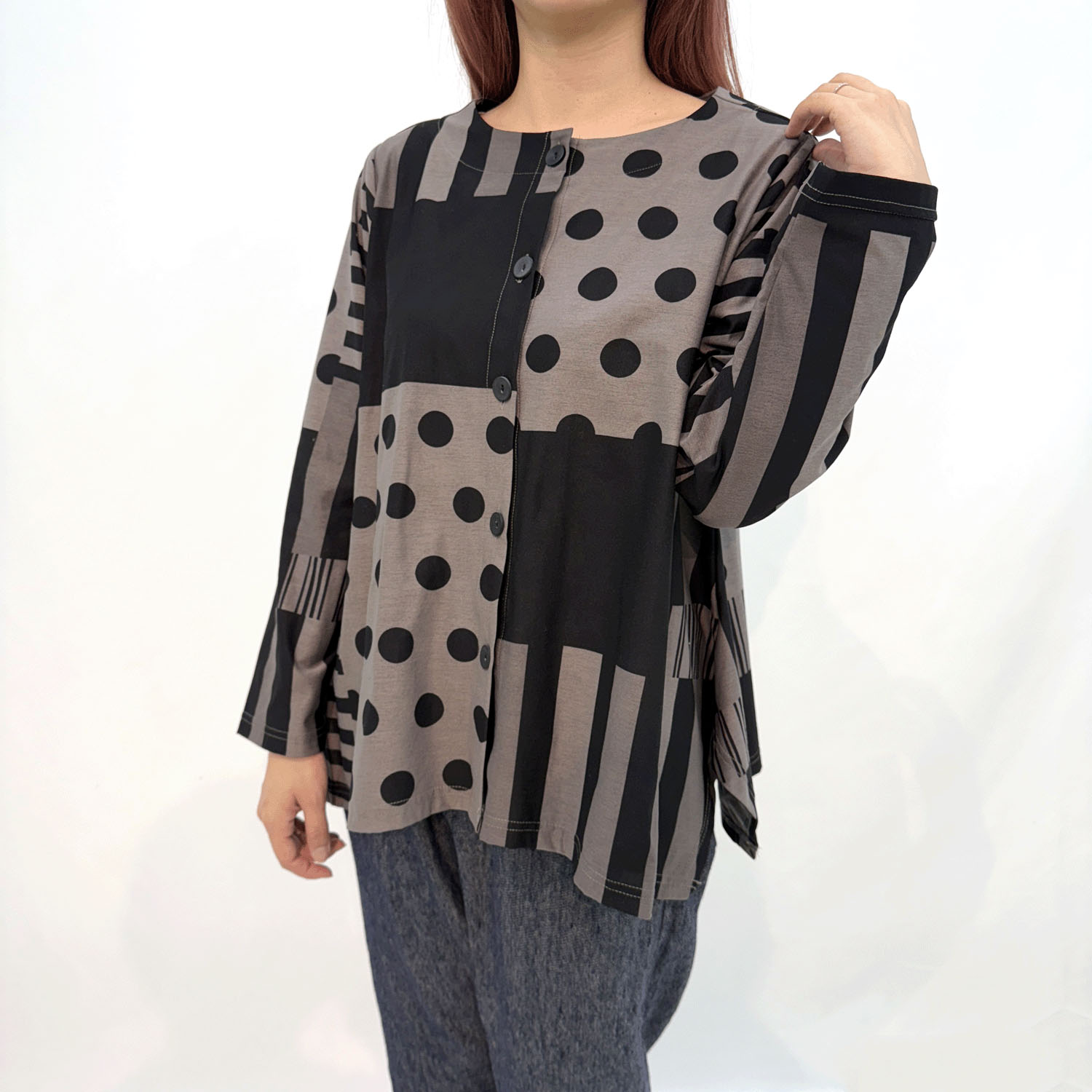 ドットボーダーAラインカーディガン - 画像4
